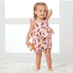NWOT Mud Pie Baby Girl Tiger Muslin Bubble / Romper, 3-6 months